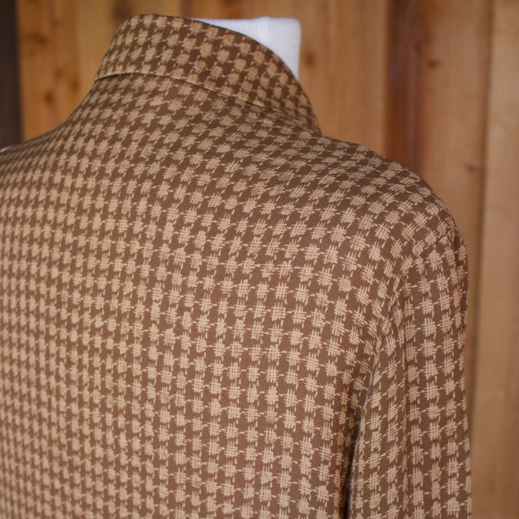 Vintage Jones New York 100% Silk Abstract Print Brown Button Down Blouse - Picture 11 of 14